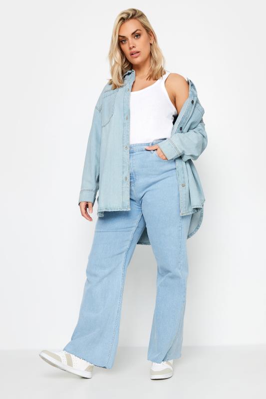 YOURS Plus Size Curve Light Blue Denim Western Style Shacket | Yours Clothing  4