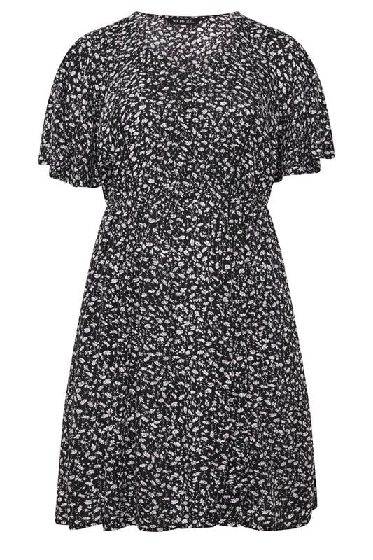 YOURS Plus Size Black Daisy Floral Smock Mini Dress | Yours Clothing 5