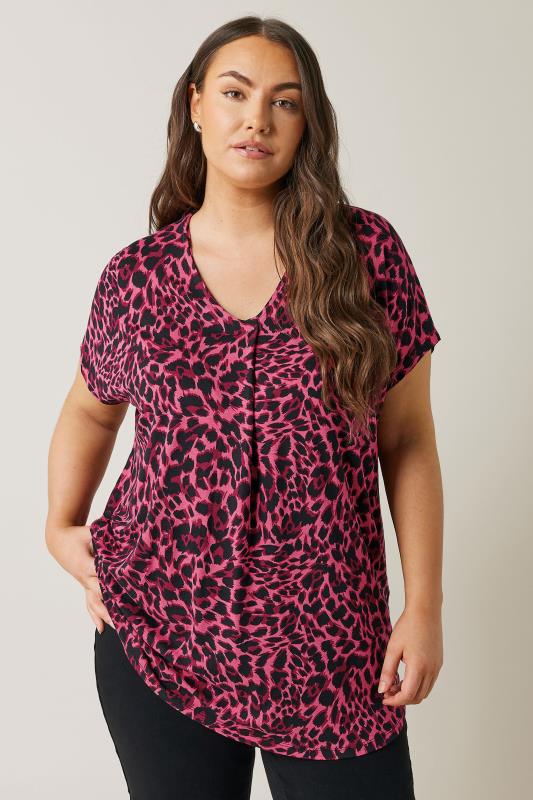 Plus Size  EVANS Curve Pink Leopard Print Swing Top