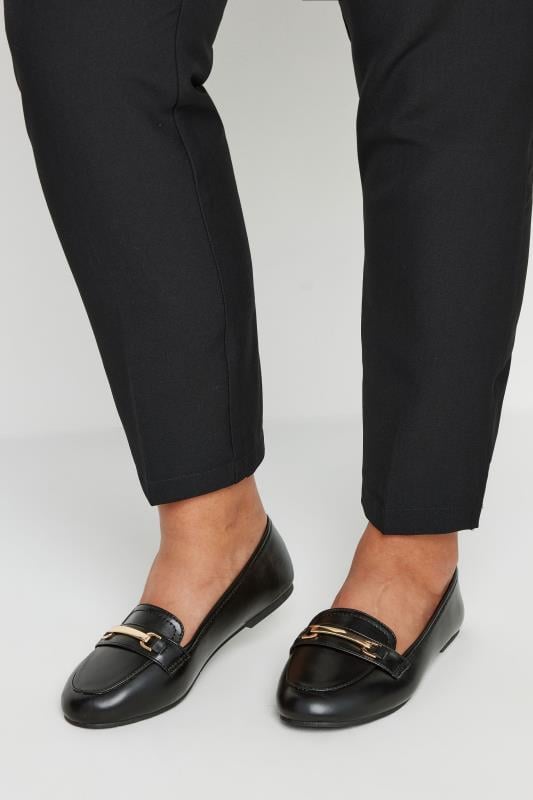 Black Faux Leather Loafers In Extra Wide EEE Fit | Yours Clothing  1