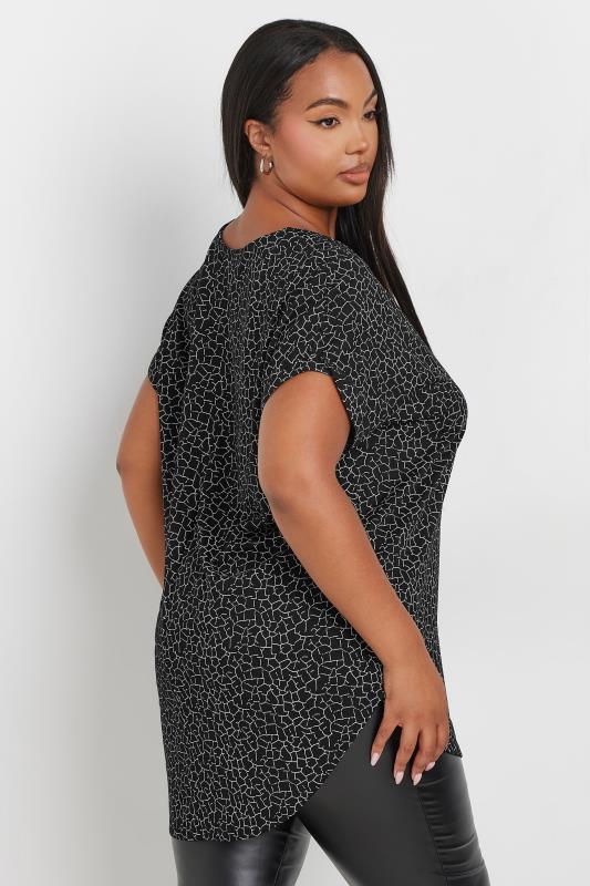 YOURS Plus Size Black Leopard Print Notch Neck Top | Yours Clothing  3