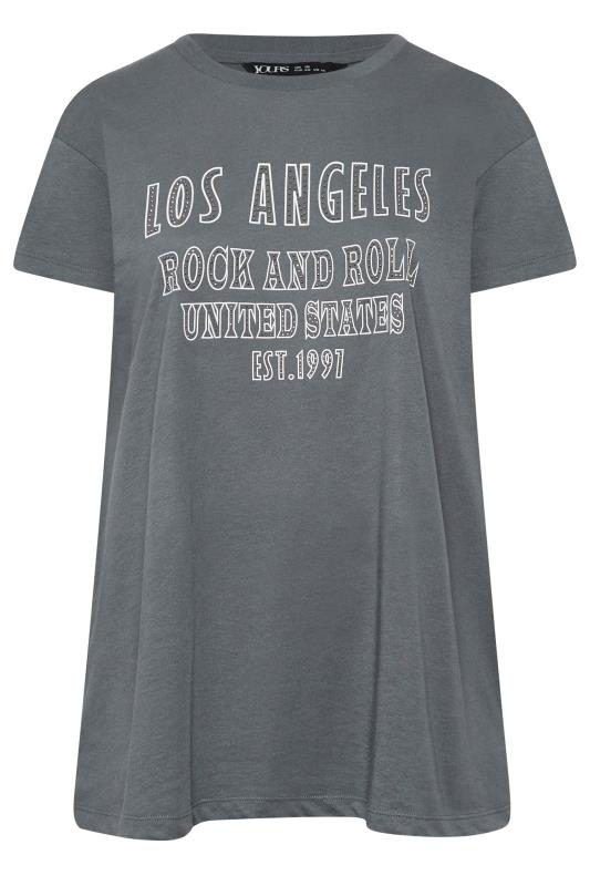 YOURS Plus Size Grey 'Los Angeles' Slogan T-Shirt | Yours Clothing 6