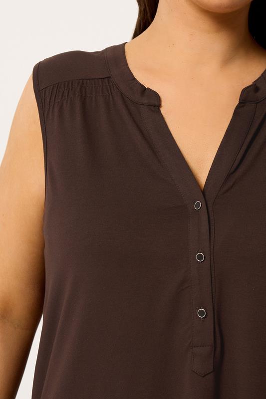 YOURS Plus Size Brown Notch Neck Swing Blouse | Yours Clothing 4