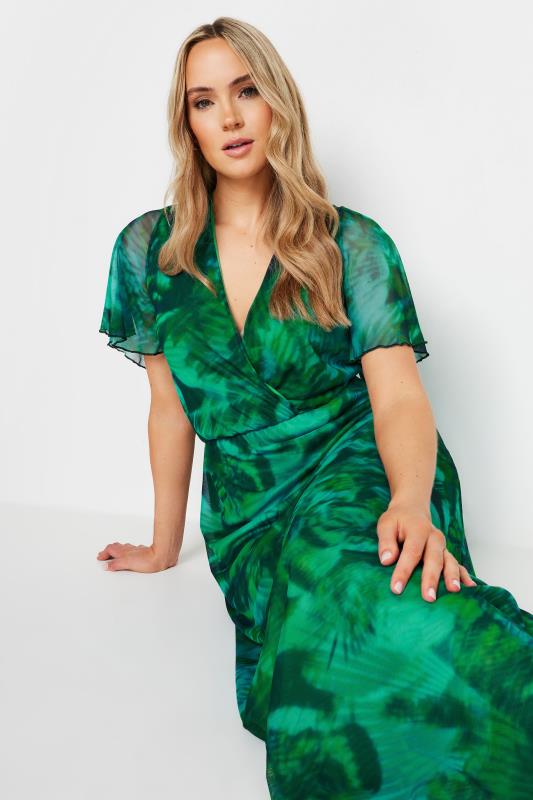 LTS Tall Green Palm Print Mesh Wrap Maxi Dress | Long Tall Sally 2