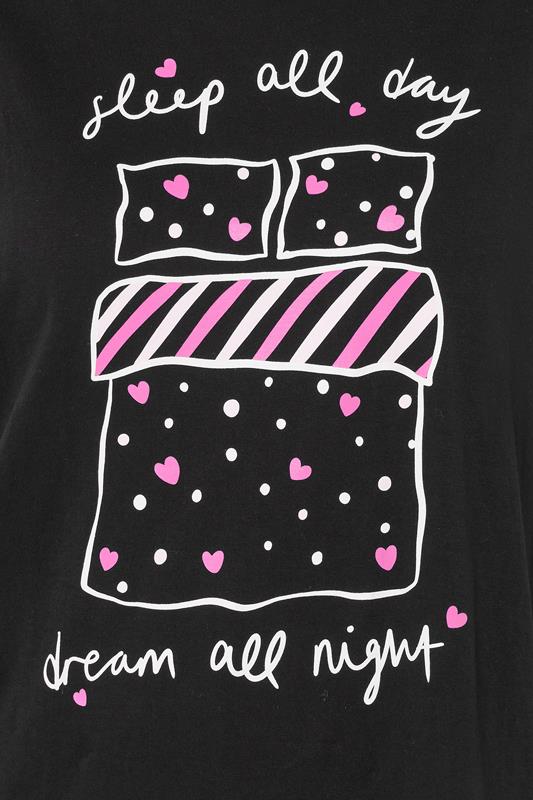 YOURS Plus Size Black 'Sleep All Day' Sleep Tee Nightdress | Yours Clothing 4