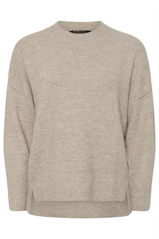 YOURS Plus Size Beige Brown Drop Shoulder Seam Detail Jumper | Yours Clothing 5