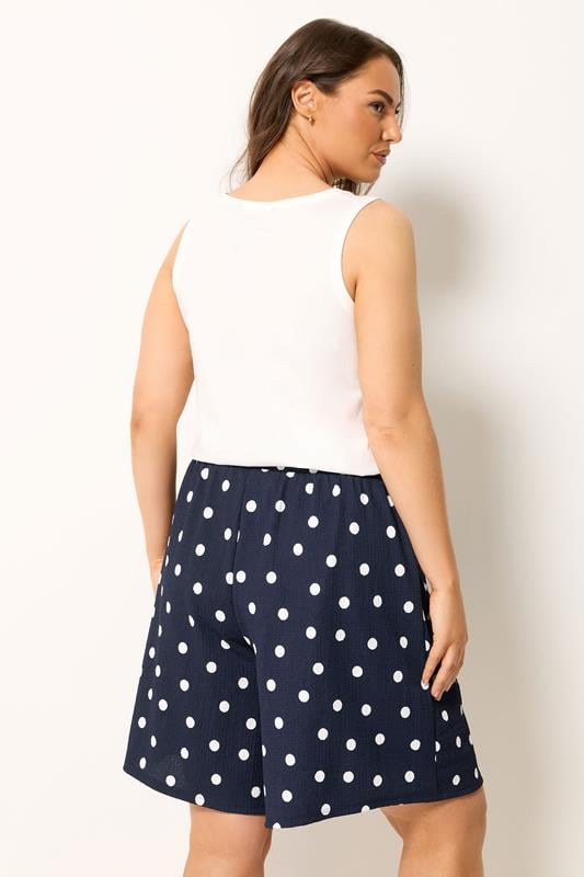 YOURS Plus Size Navy Blue Polka Dot Shorts | Yours Clothing 2