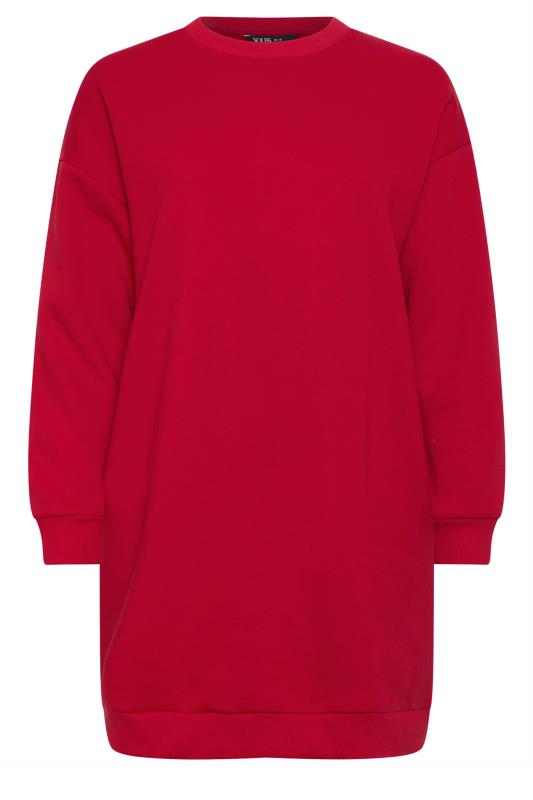 YOURS Plus Size Red Sweatshirt Dress | Yours Clothing  5