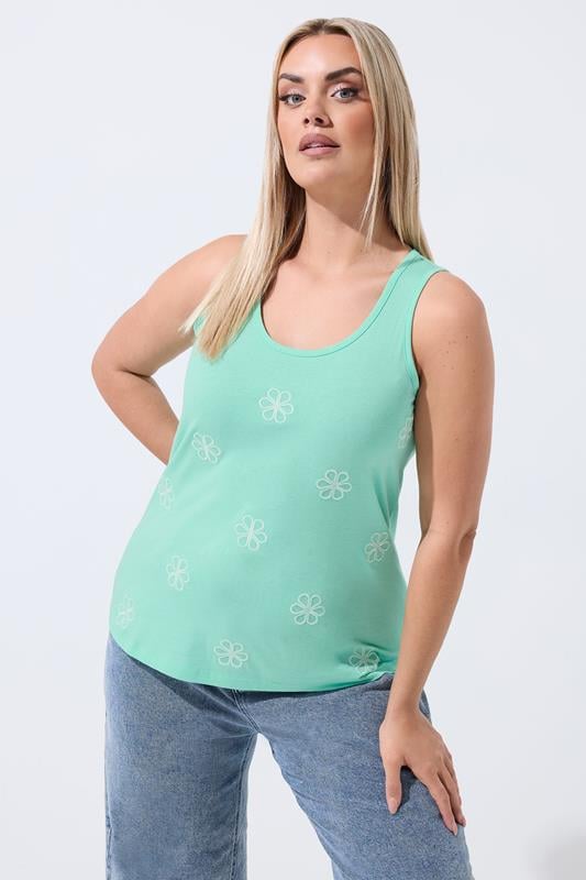  LIMITED COLLECTION Curve Mint Green Embroidered Floral Vest Top