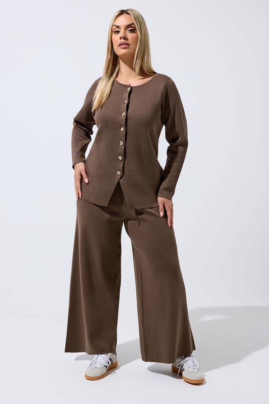LIMITED COLLECTION Plus Size Chocolate Brown Long Sleeve Knitted Top | Yours Clothing 2