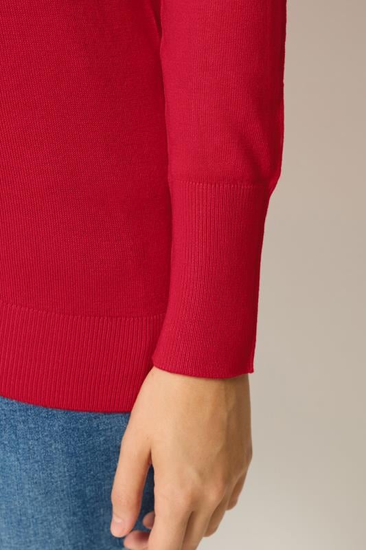 M&Co Red Long Sleeve V-Neck Jumper | M&Co 4