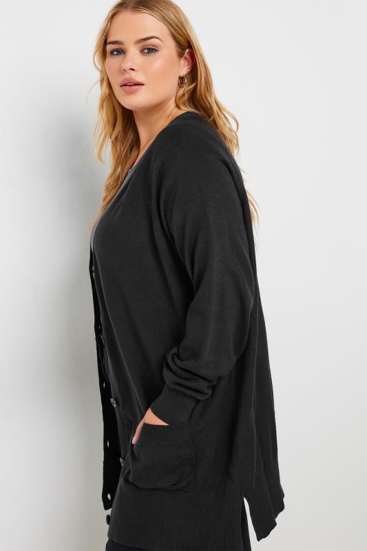 YOURS Plus Size Black Boyfriend Button Through Cardigan | Yours Clothing 4