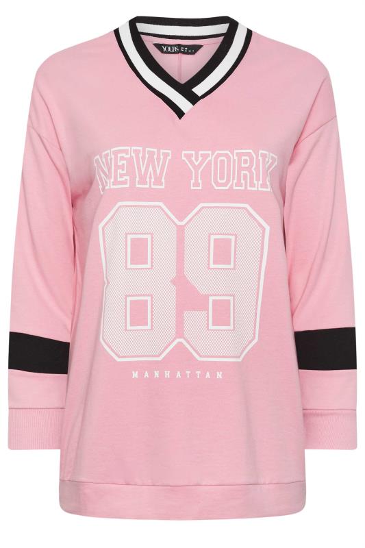 YOURS Plus Size Pink 'New York' Slogan Print Sweatshirt | Yours Clothing 5