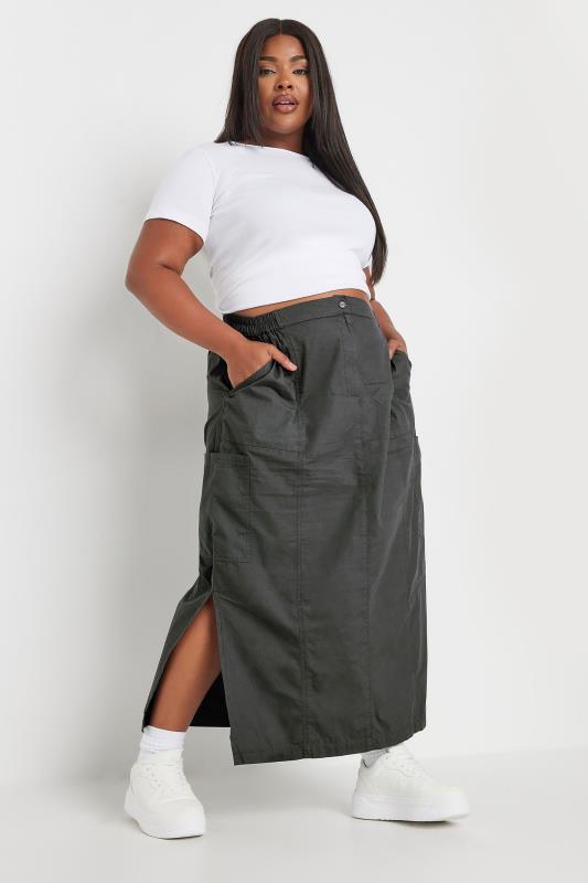 YOURS Plus Size Charcoal Grey Cargo Maxi Skirt | Yours Clothing  4