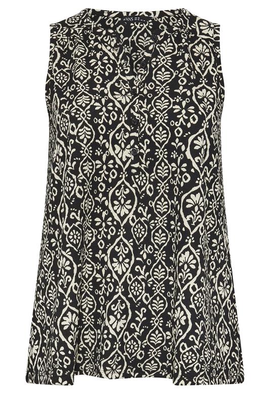 EVANS Plus Size Black Ikat Print Sleeveless Stretch Top | Evans 5