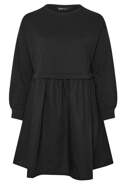 YOURS Plus Size Black 2-in-1 Poplin Jumper Dress | Yours Clothing 5