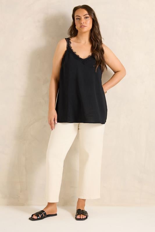 EVANS Curve Black Lace Trim Cami Vest Top 1