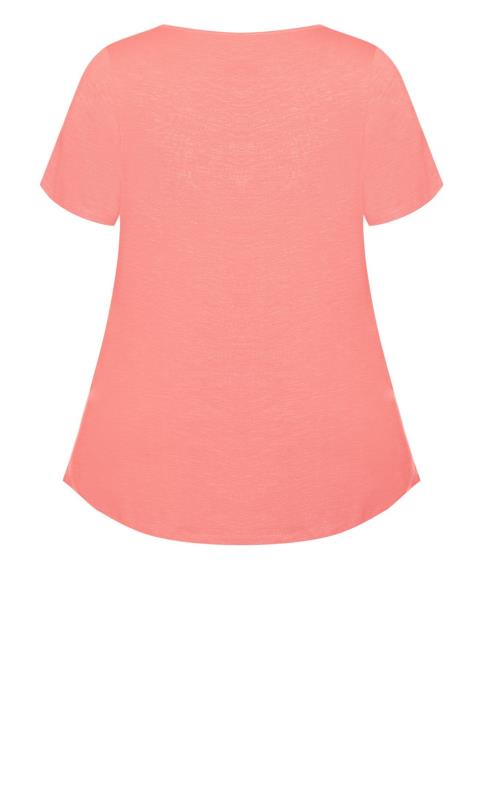 Avenue Coral Orange V-Neck Pocket T-Shirt 6