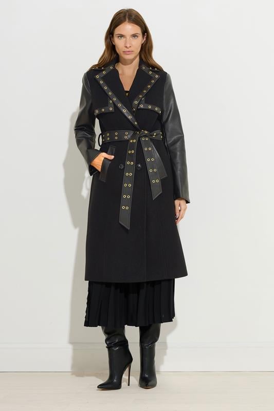 STAR Black Faux Leather Trim Coat | StarByJM 1