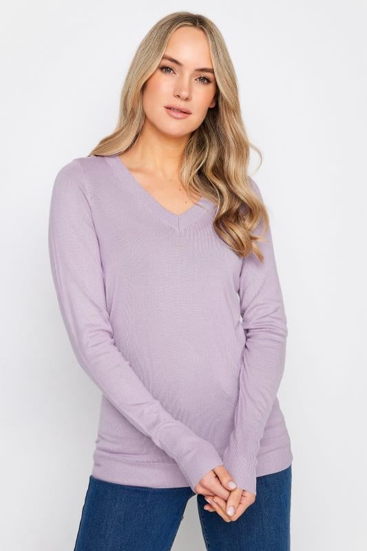 LTS Tall Lilac Purple V-Neck Jumper | Long Tall Sally  1