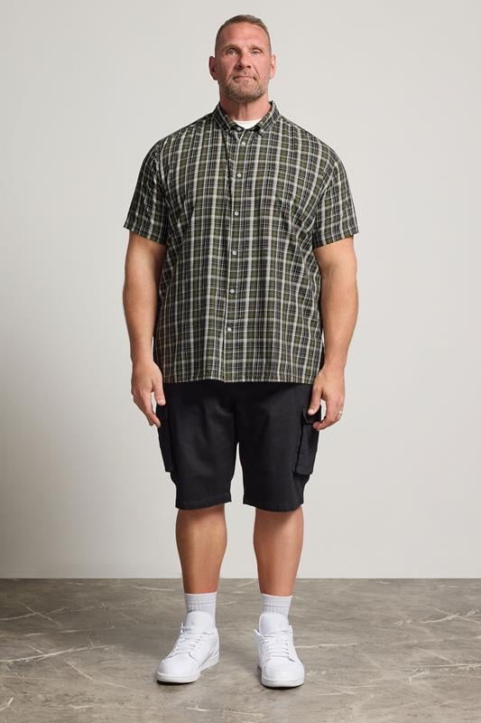 BadRhino Big & Tall Green Check Print Short Sleeve Shirt | BadRhino 1