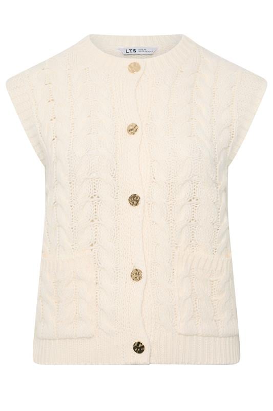 LTS Tall Women's Ivory White Cable Knit Button Vest Top | Long Tall Sally 1