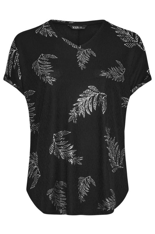 YOURS Plus Size Black Foil Leaf Print Top | Yours Clothing  5