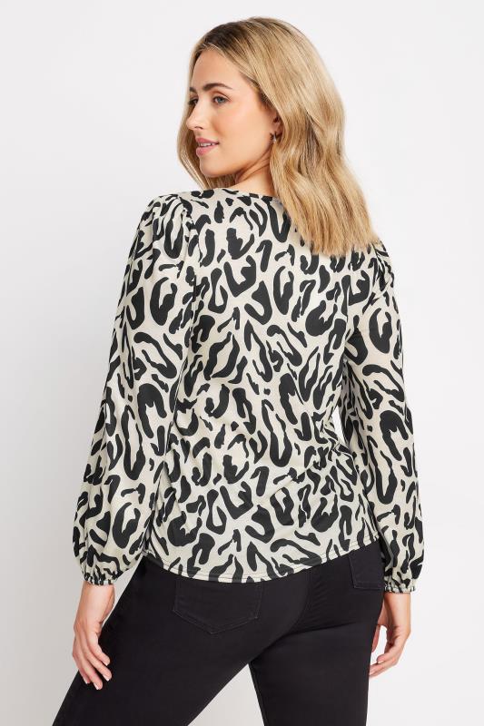 M&Co Ivory White Animal Print Long Sleeve V-Neck Top | M&Co 4