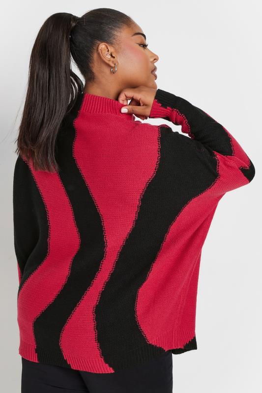 YOURS Plus Size Red Swirl Oversized Knitted Jumper | Yours Clothing 3