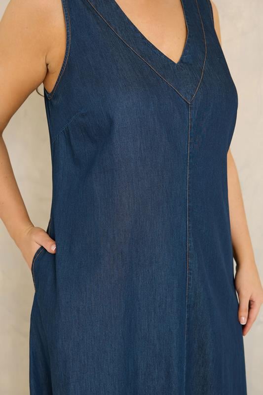 EVANS Plus Size Indigo Blue Sleeveless Cotton Denim Dress | Evans  5