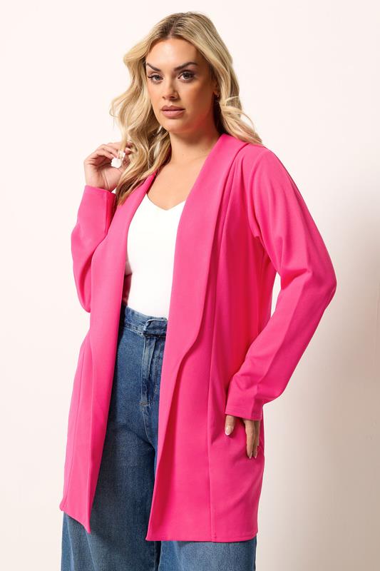 YOURS Curve Pink Shawl Collar Scuba Blazer