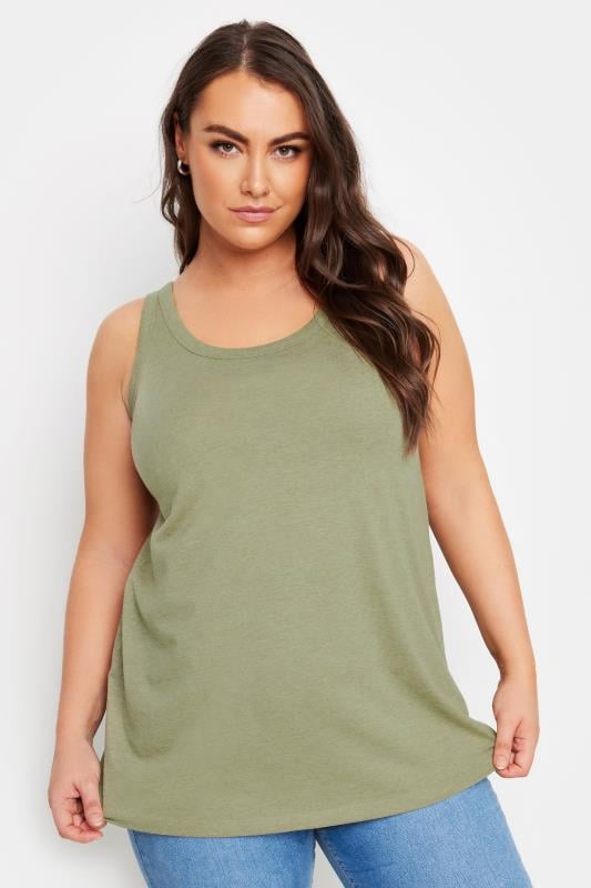 YOURS Plus Size Sage Green Core Vest Top | Yours Clothing 1