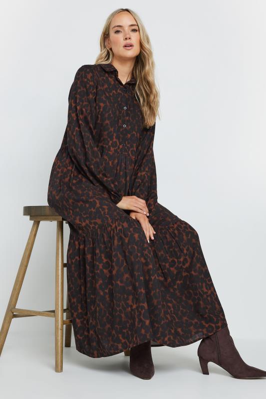 LTS Tall Chocolate Brown Leopard Print Tiered Maxi Dress | Long Tall Sally 3