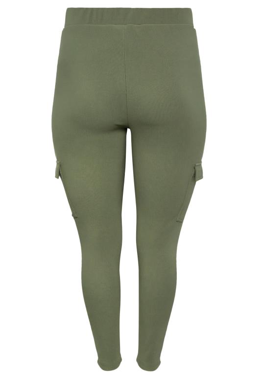 YOURS Plus Size Khaki Green Cargo Leggings | Yours Clothing 8