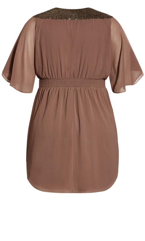 City Chic Brown Sequin Belted Wrap Dress 4