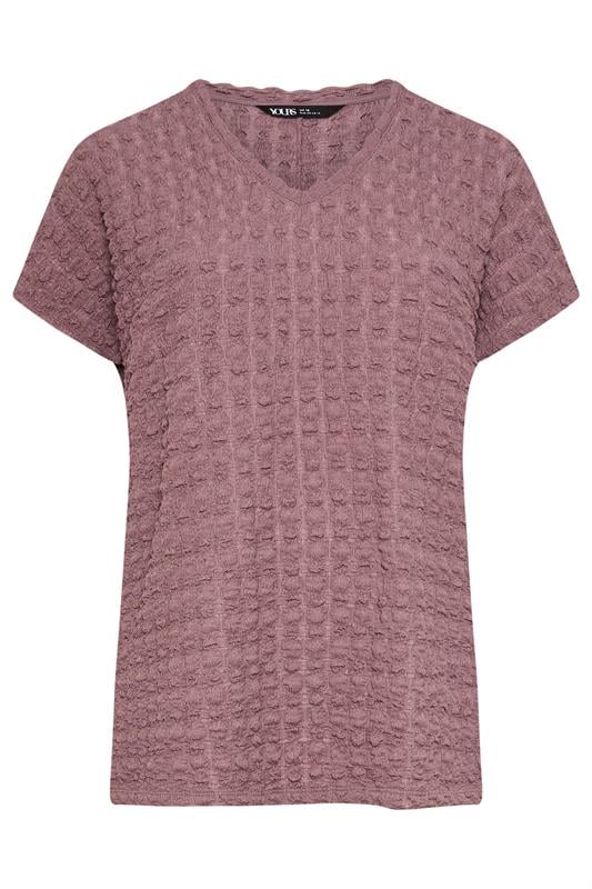 YOURS Plus Size Dusky Pink Bubble Textured T-Shirt | Yours Clothing 6