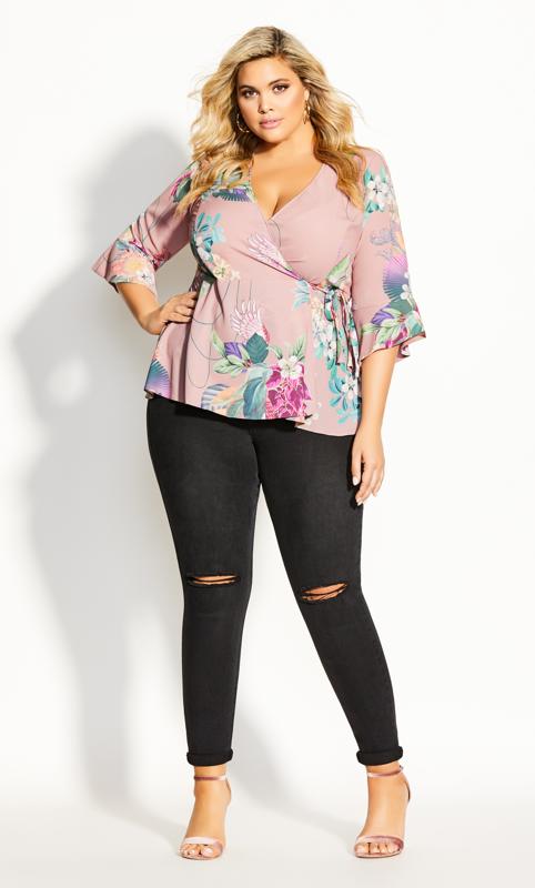 Plus Size Heartwine Floral Pink Top