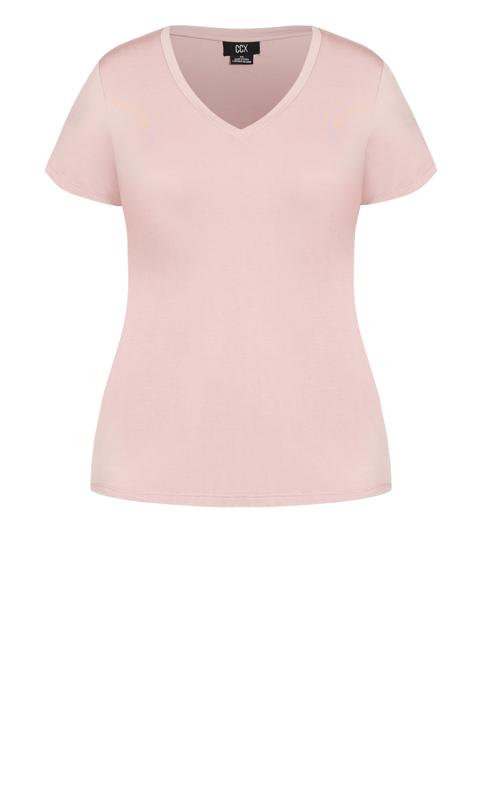 Evans Light Pink V-Neck Short Sleeve T-Shirt 7
