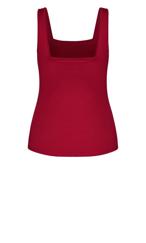 Ruby Red Square Neck Stretch Fabrication Cami Tank Top 5