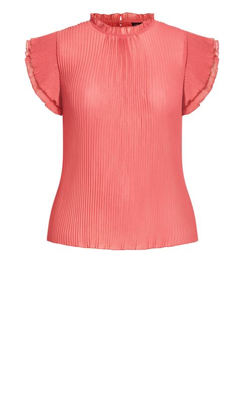 Evans Bright Pink Frill Neck Blouse 6