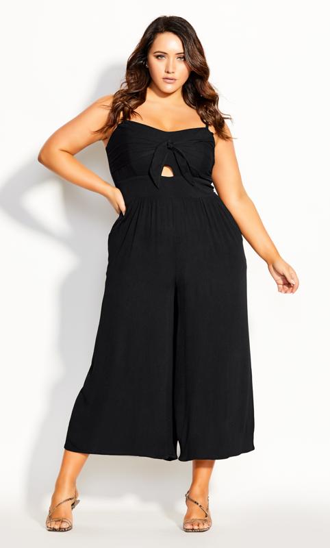 Beach Front Black Knotted Maxi Jumpsuit 1