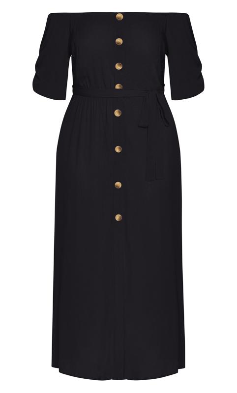 Plus Size Tropical Tie Maxi Dress - black 3