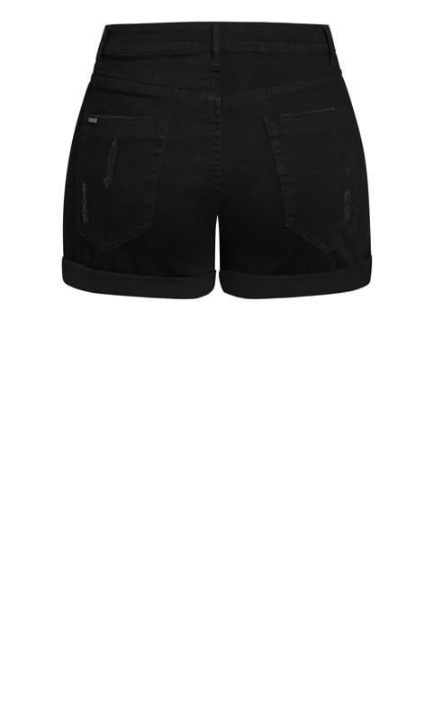 Plus Size Black Denim Cuff Shorts 6