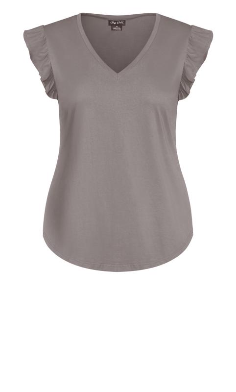 Plus Size Frilled Grey Top 5
