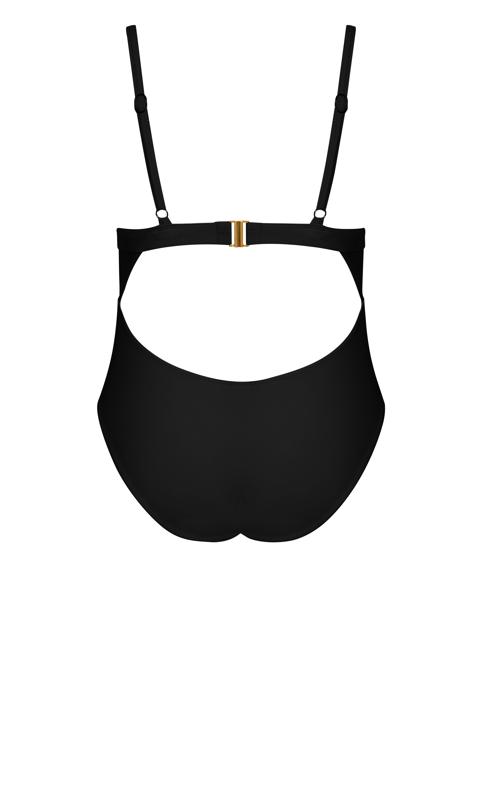 Evans Black Mesh Swimsuit With Plunge Neckline 5