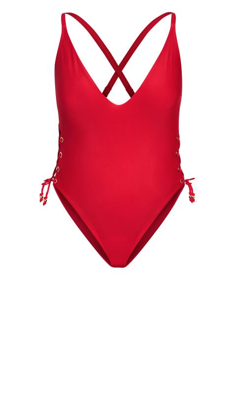 Evans Red Plunge Neckline Swimsuit 4