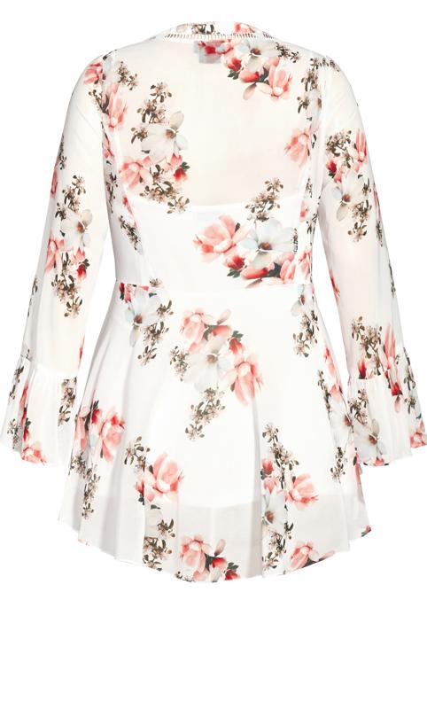 City Chic Cream Floral Flute Sleeve Top 5