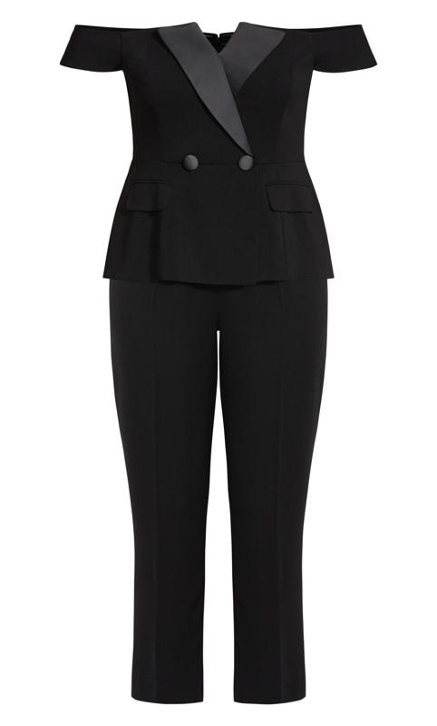 Plus Size Sexy Tux Jumpsuit Black 3