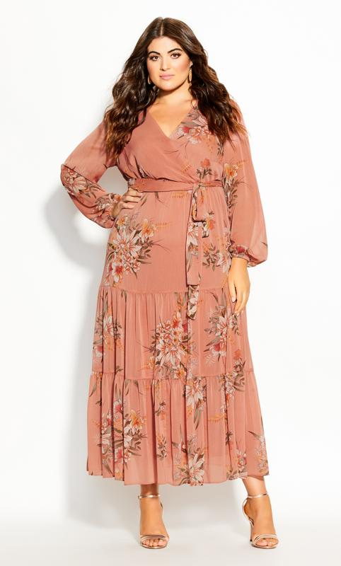 City Chic Pink Floral Tiered Maxi Dress 4