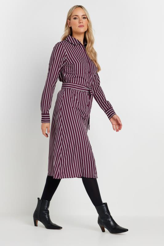 LTS Tall Burgundy Red Striped Long Sleeve Shirt Dress | Long Tall Sally 1